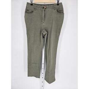 Charter Club Women's Olive Green Straight Leg Full Length Cotton Pant Size 6